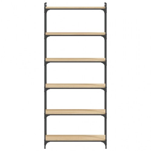 Bogreol med 6 hylder - 80×30×188 cm, konstrueret træ i sonoma-eg