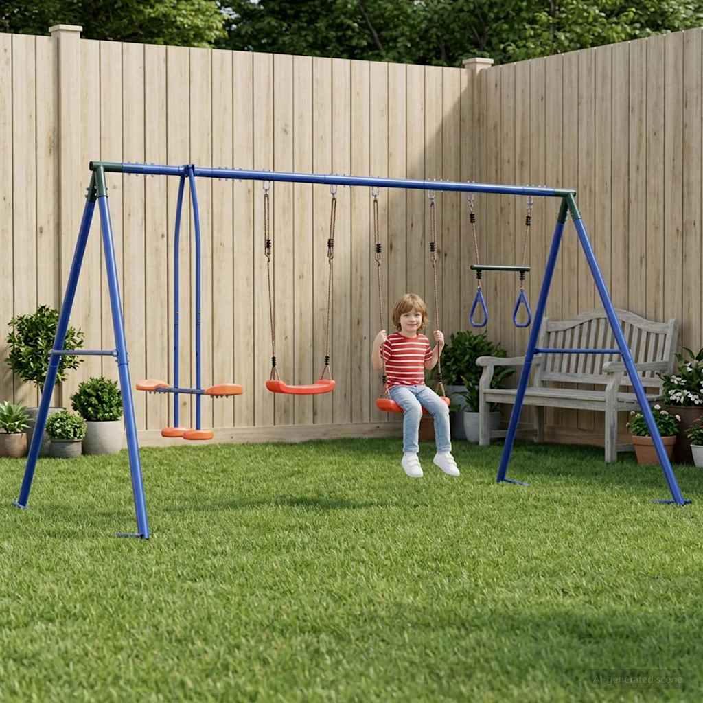 Udendørs svingesæt - flerfarvet, stål og PE, 330 × 185 × 185 cm