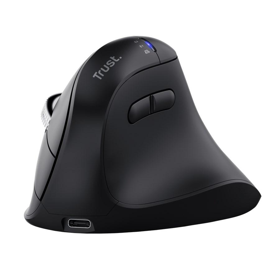 Trust Vyran ergonomisk vertikal mus - trådløs RF + Bluetooth, 4.800 DPI, højrehånd billede