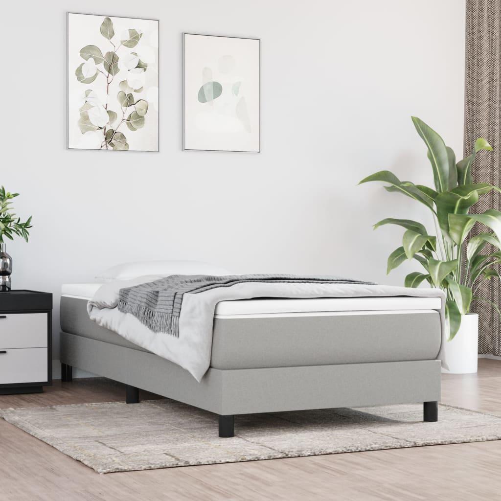 Springmadras med pocketfjedre - medium 100 × 203 × 20 cm, stof lysegrå