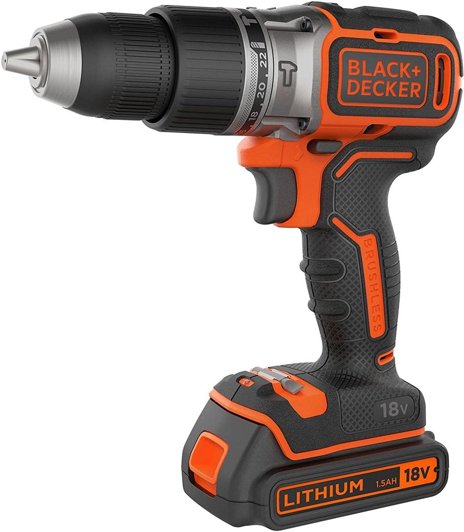 BLACK+DECKER BL188KB - Hammerbor - ledningfri - 2-hastigheders - one-piece - 52 N·m - 2 batterier - 18 V