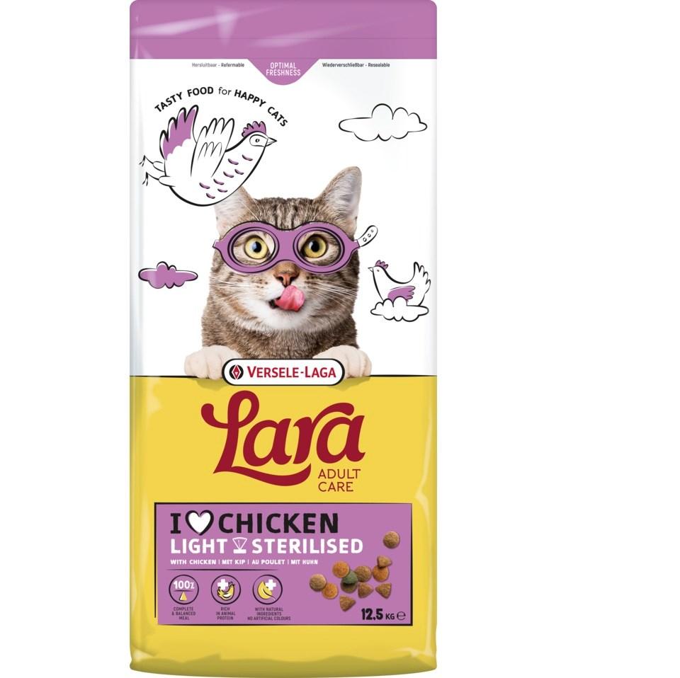 Versele-Laga Lara Light & Sterilised kylling - tørfoder til kat, 12,5 kg