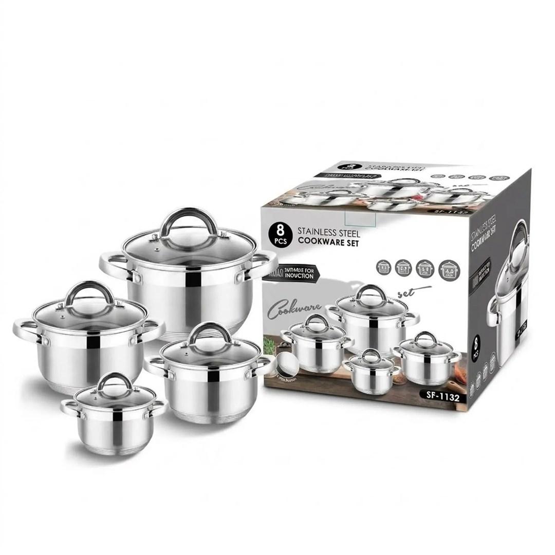 Extralink SF-1132 grydesæt i rustfrit stål - 4 gryder med låg, 1,9 l / 2,7 l / 3,6 l / 6,1 l