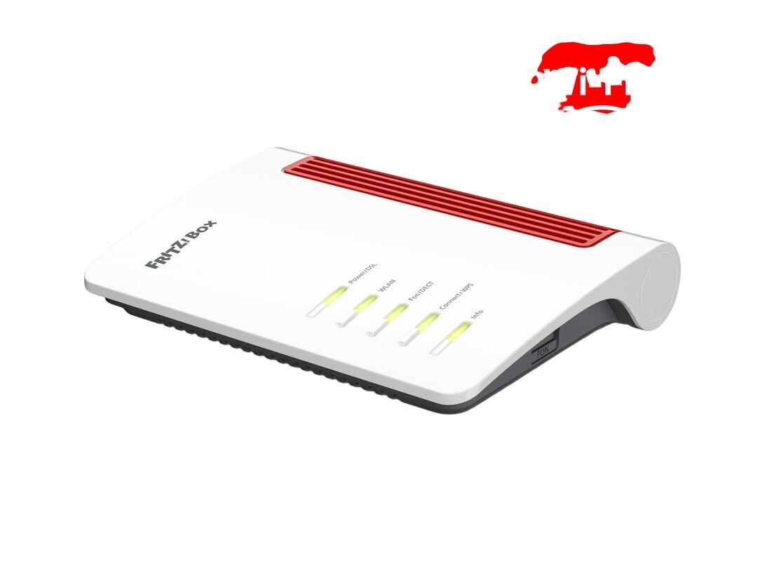 FRITZ!Box 7630 trådløs router - 2,5 Gigabit, dual‑band 2,4/5 GHz - hvid/rød