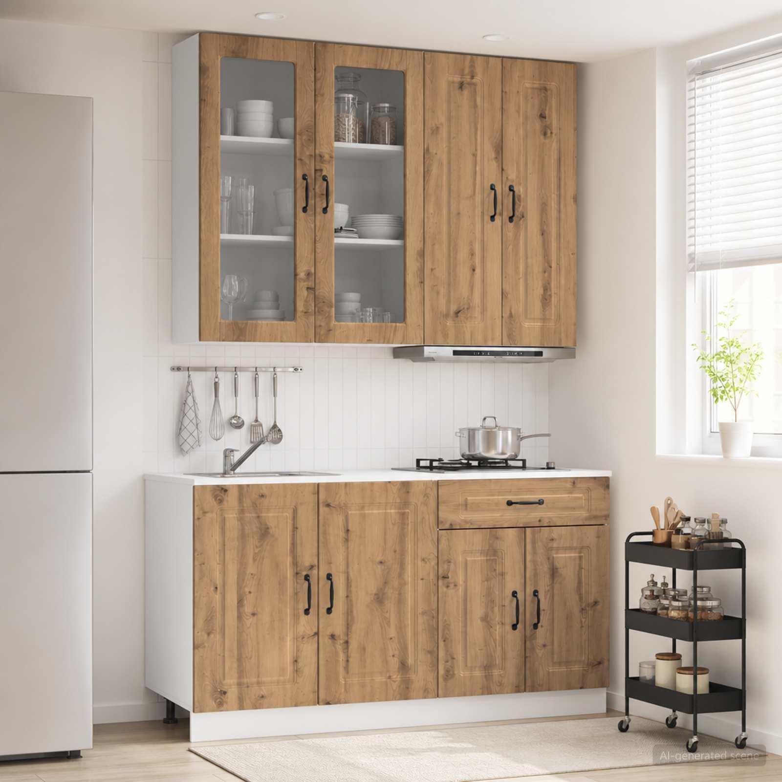 Køkkenskabe sæt KALMAR - 4 dele i Artisan-eg, konstrueret træ