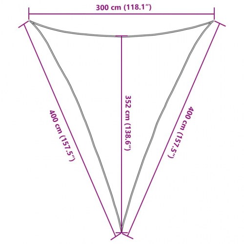 Solsejl 3×4×4 m - trekantet HDPE 160 g/m², lysegrøn