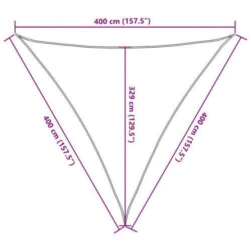 Solsejl trekantet 4×4×4 m - HDPE 160 g/m², gul