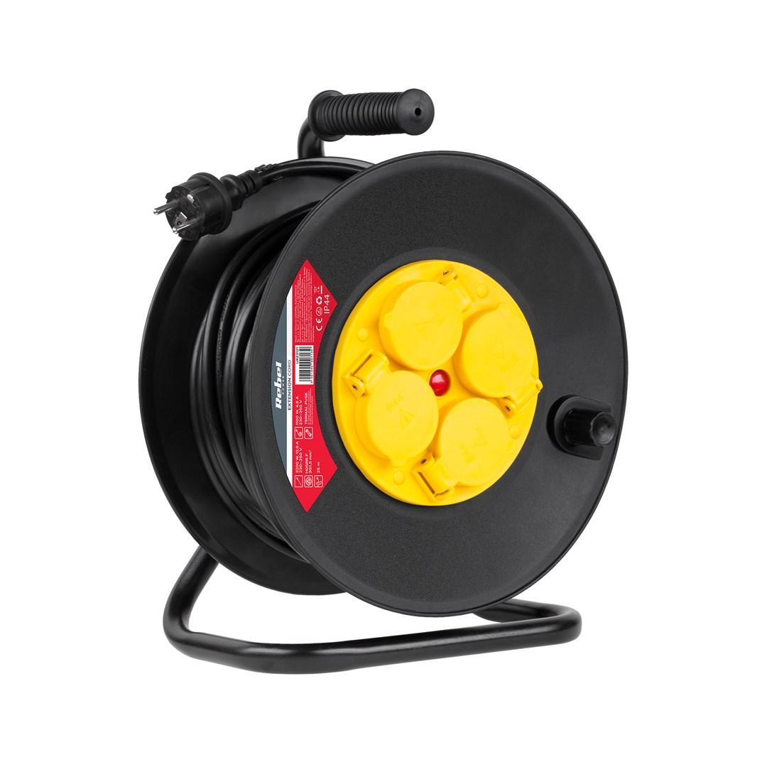 Rebel kabeltromle 25 m - 4 udtag, IP44