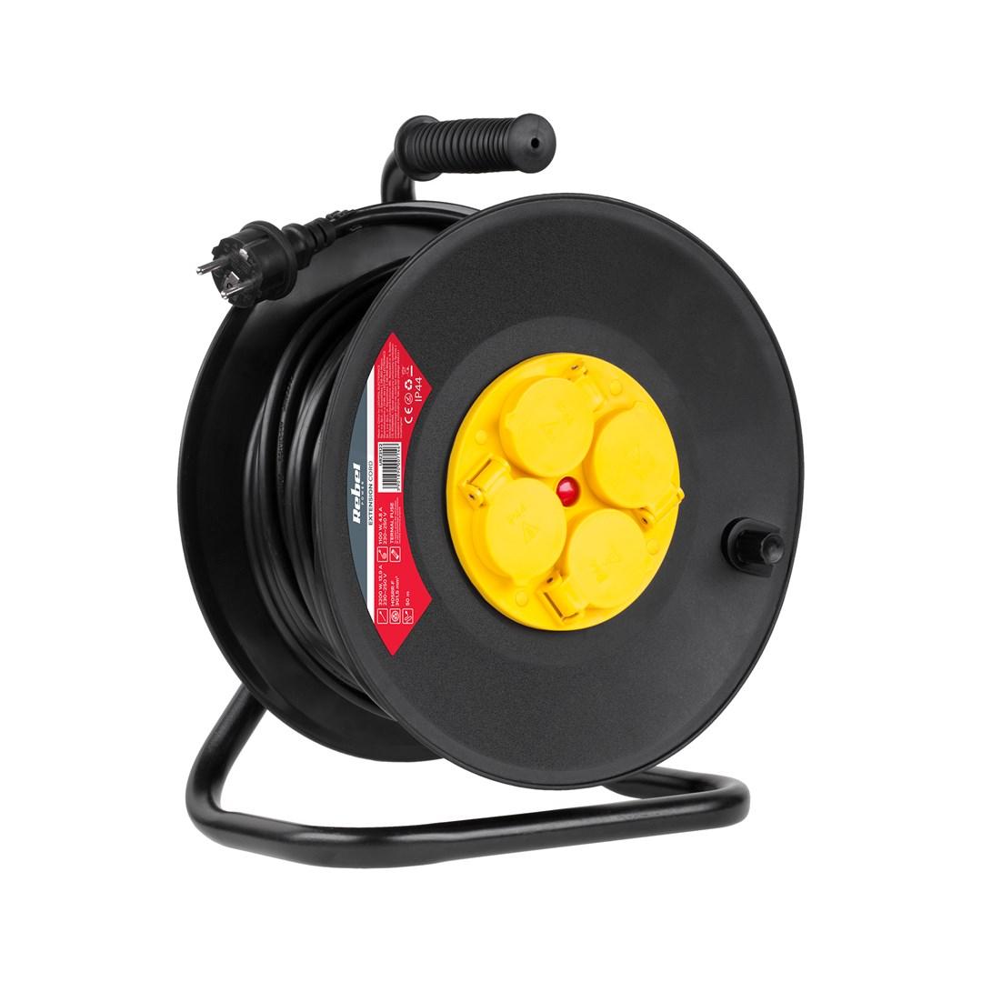 Rebel kabeltromle 50 m - 4 udtag, IP44