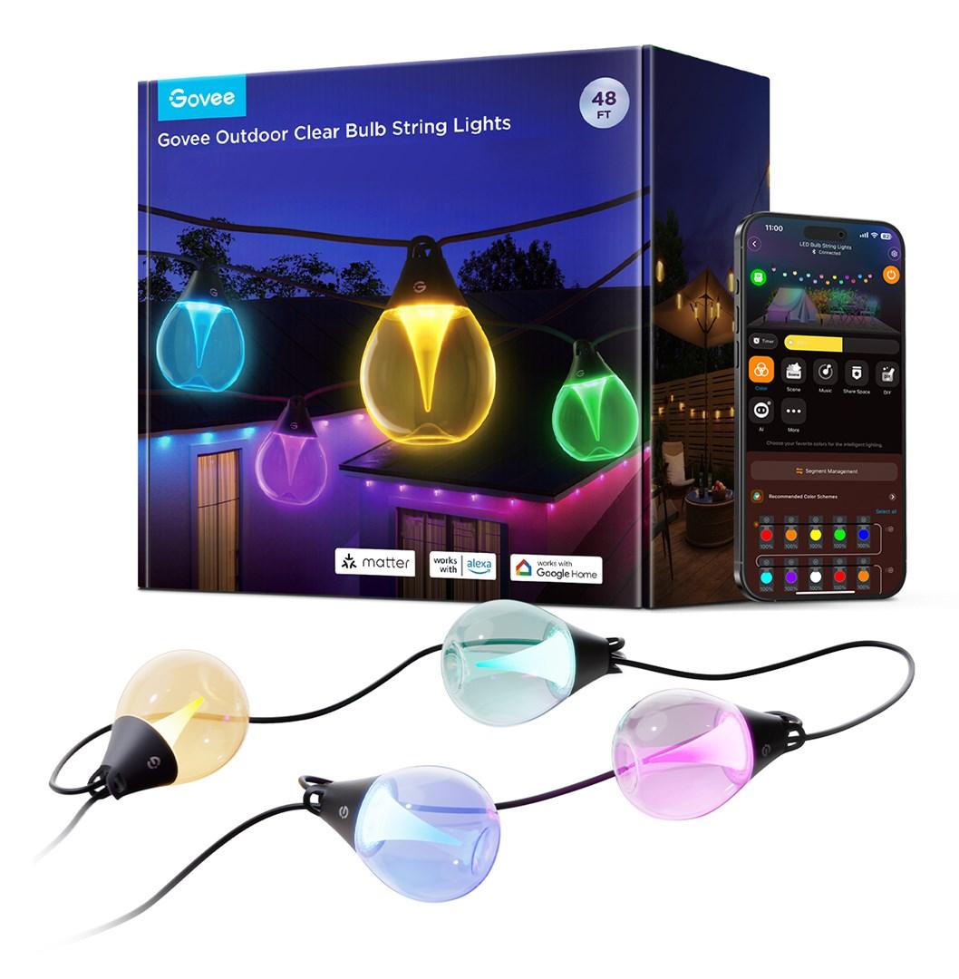 Govee H7025 RGBICW udendørs LED lyskæde 14,63 m - Wi‑Fi 2,4 GHz + Bluetooth