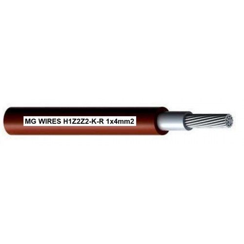 Solcellekabel 1×4 mm² - rød, 0,6/1 kV H1Z2Z2-K - 100 m rulle (MG Wires)