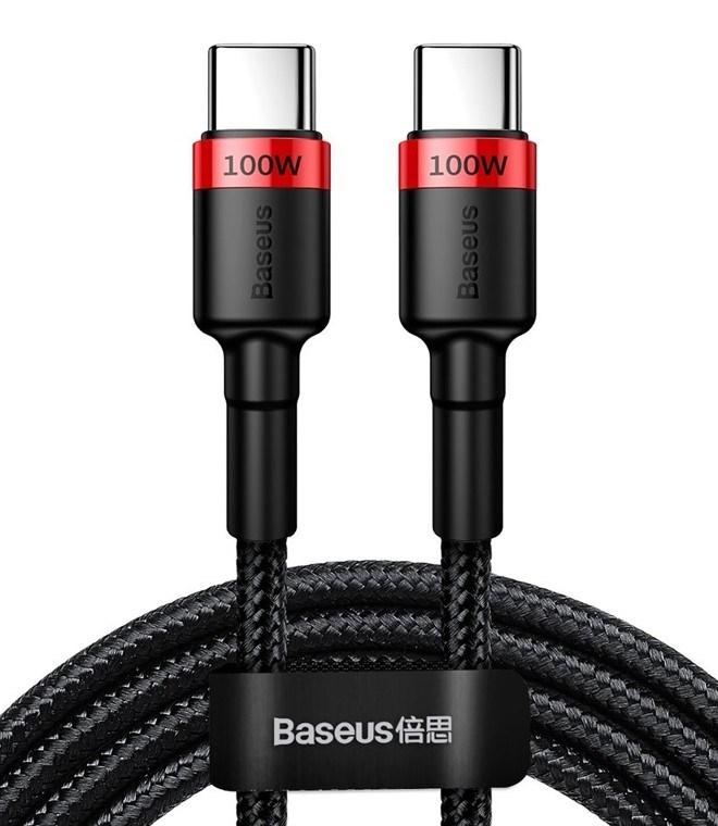 Baseus CATKLF-AL91 USB-C til USB-C kabel 2 m - 100 W, flettet, sort
