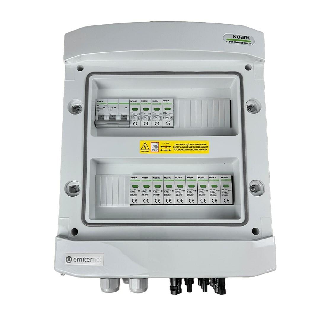 EMITER DC/AC koblingsboks IP65 med Noark type 2 DC-overspændingsafleder, 3 x PV-string, 3 x MPPT + AC Noark type 2, 63 A 3-faset