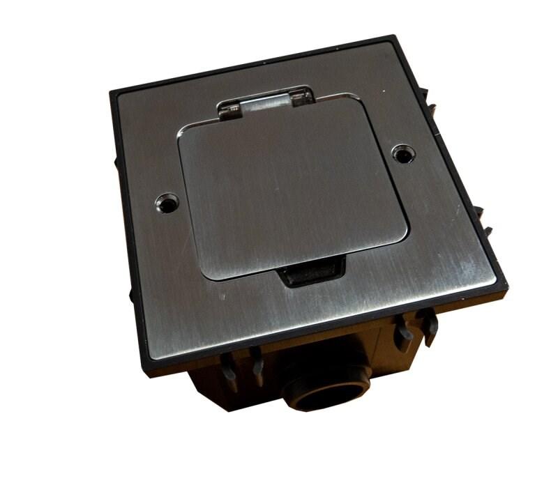 Gulvboks mini 2M IP44 - installationsboks til 45×45 mm moduler i hårde gulve