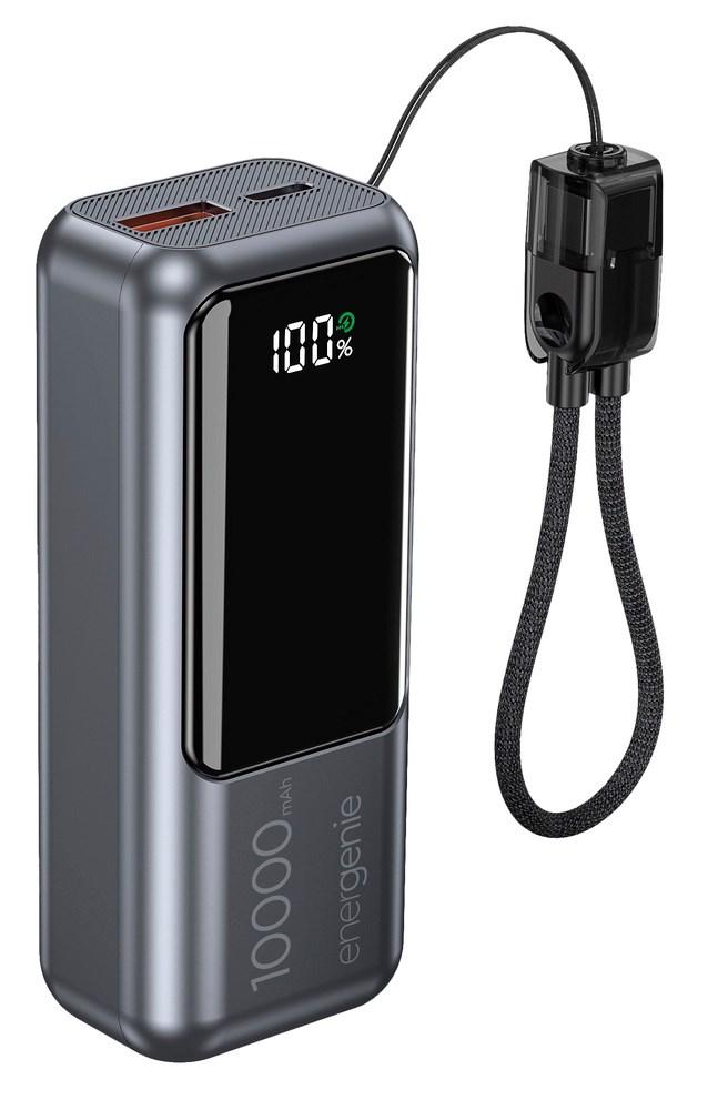 Gembird PB10-PD20-LCD-02 powerbank 10.000 mAh - 20 W hurtig opladning, space grey