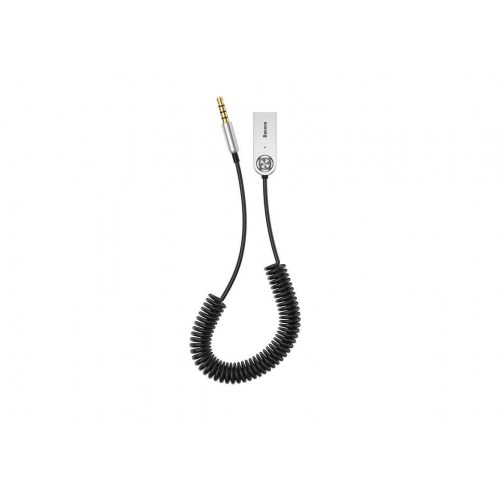 Baseus CABA01-01 spiral lydkabel 0,5 m - 3,5 mm til USB Type-A, sort