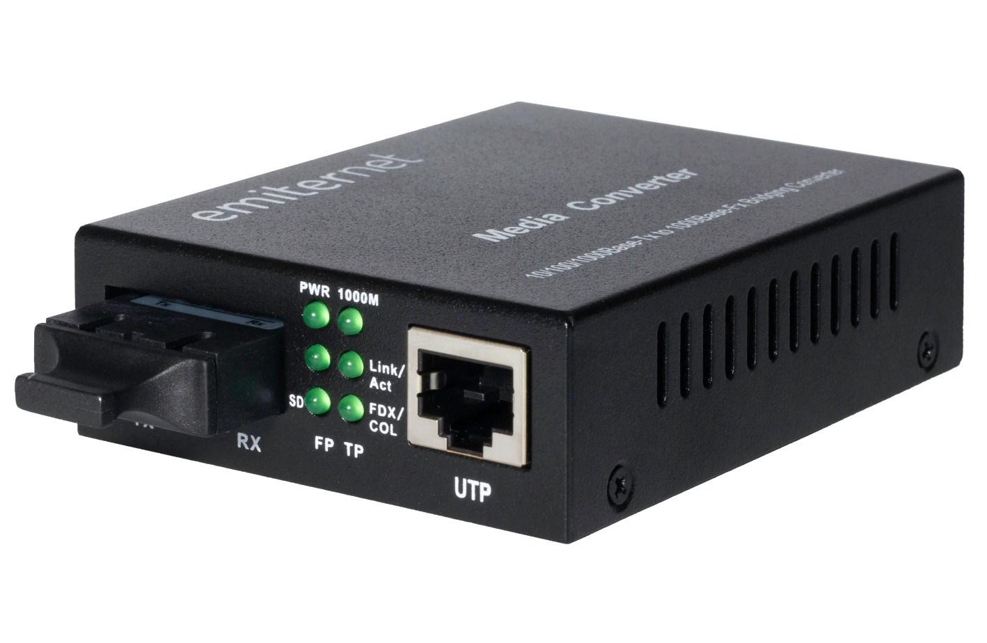 EMITER EM/1GB-ETH-2XSC mediekonverter - sort