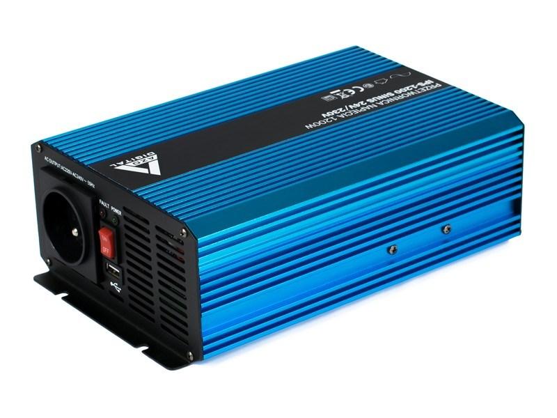 AZO Digital IPS-1200S strøminverter 24 V til 230 V - 1.200 W ren sinus