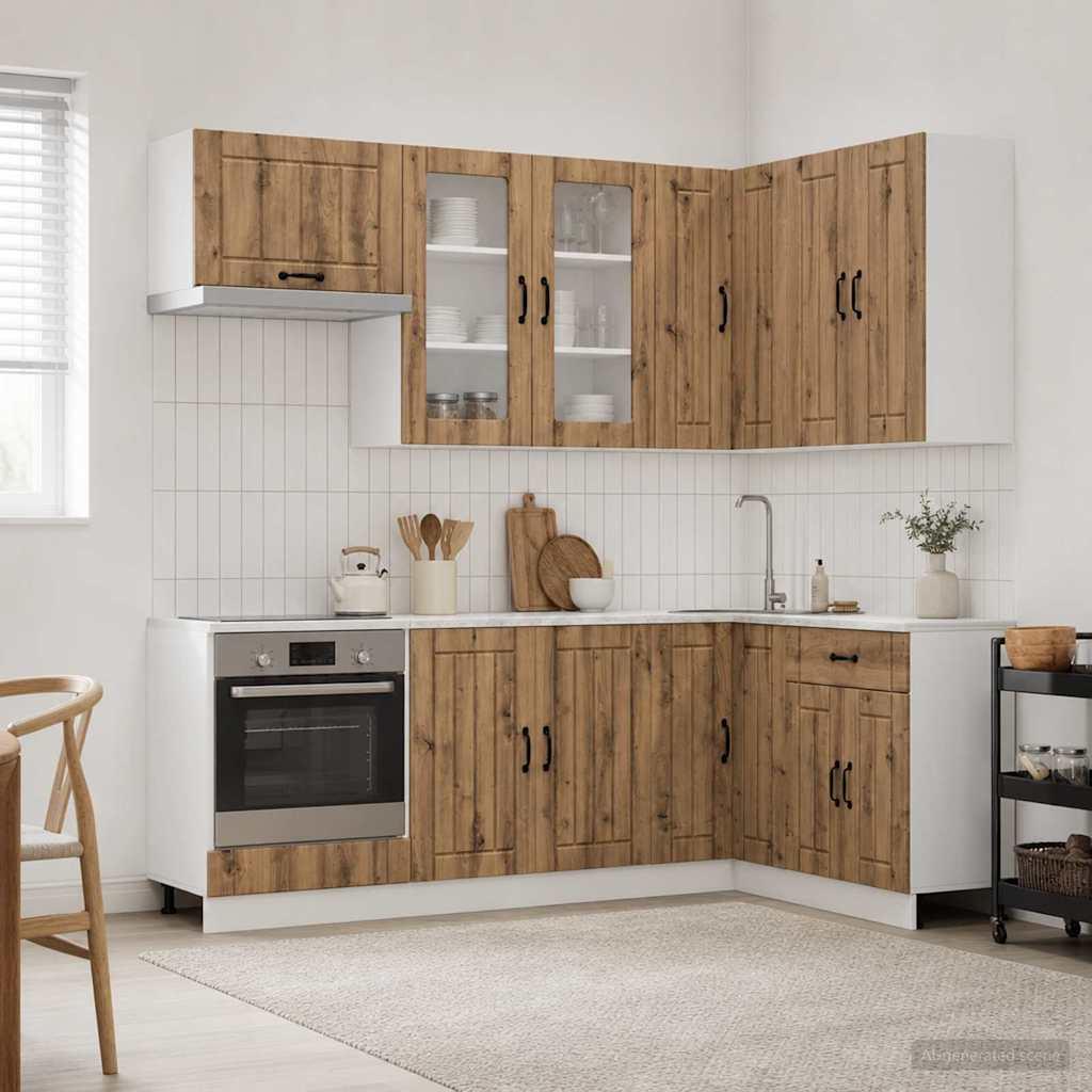 Køkkenenhed LUCCA - 8 dele i Artisan-eg, konstrueret træ