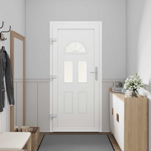 Hoveddør i PVC med glas - antracit, 88 × 200 cm