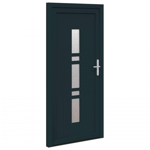 Hoveddør i antracit 98 × 200 cm - PVC med glasindsatser