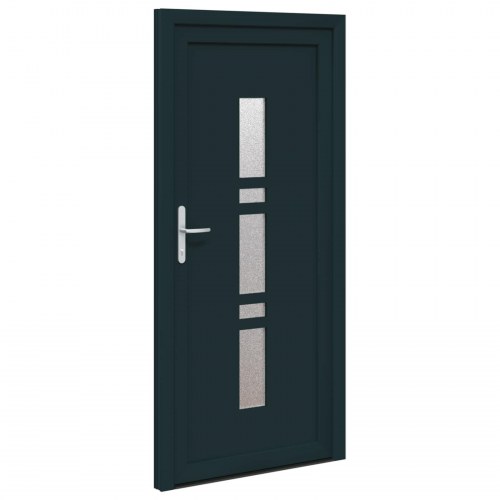 Hoveddør i antracit 108 × 208 cm - PVC med glasfelter