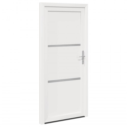Hoveddør i hvid PVC 108 × 208 cm - glat, moderne design med glasindsatser