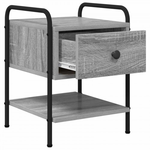 Natskab / sengebord - 2 stk., grå sonoma, konstrueret træ og stål