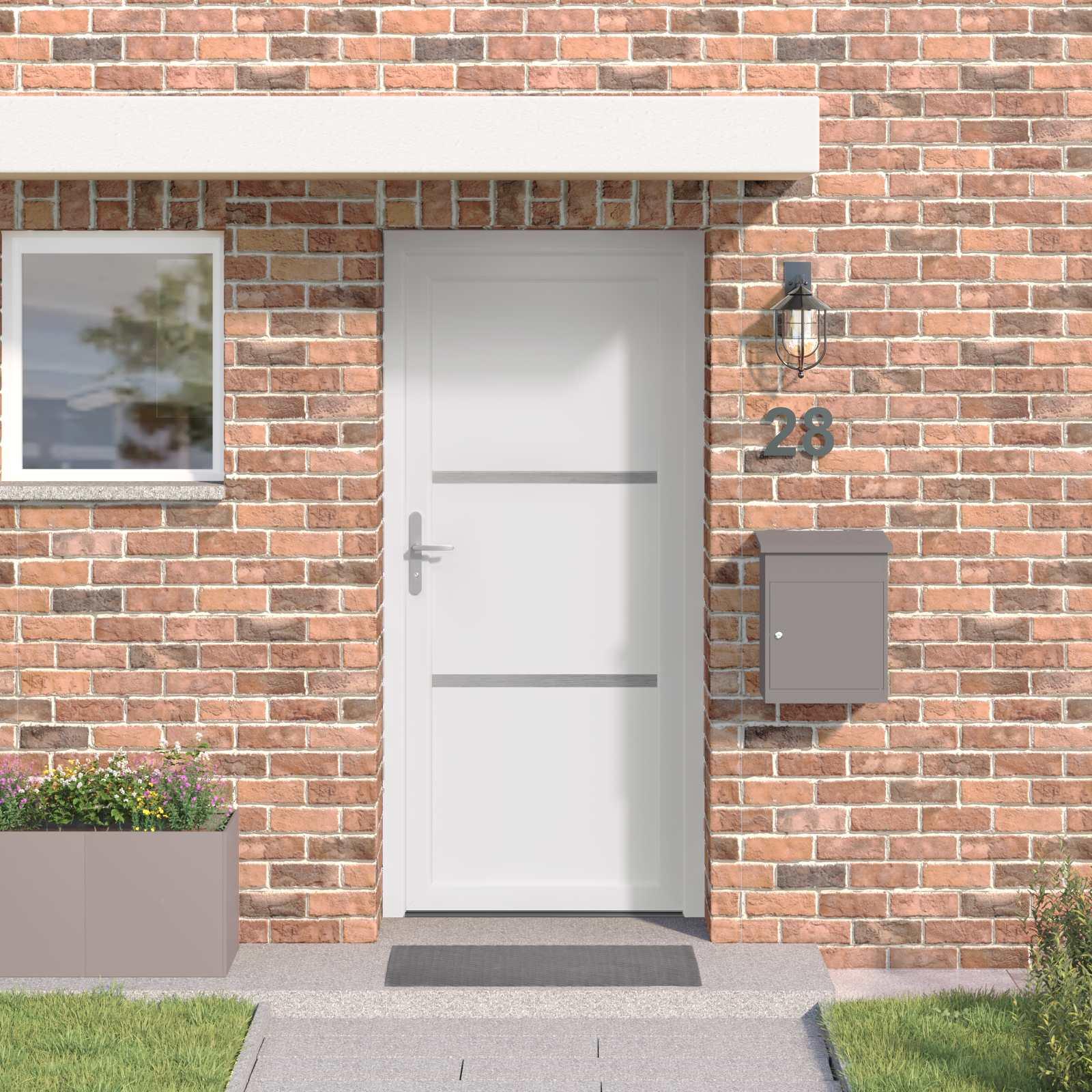 Hoveddør i PVC - hvid 88 × 200 cm med glasindsatser