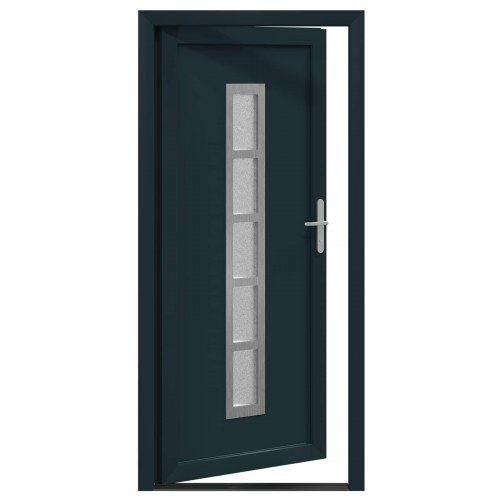 Hoveddør i PVC med glas - antracit 98 × 200 cm