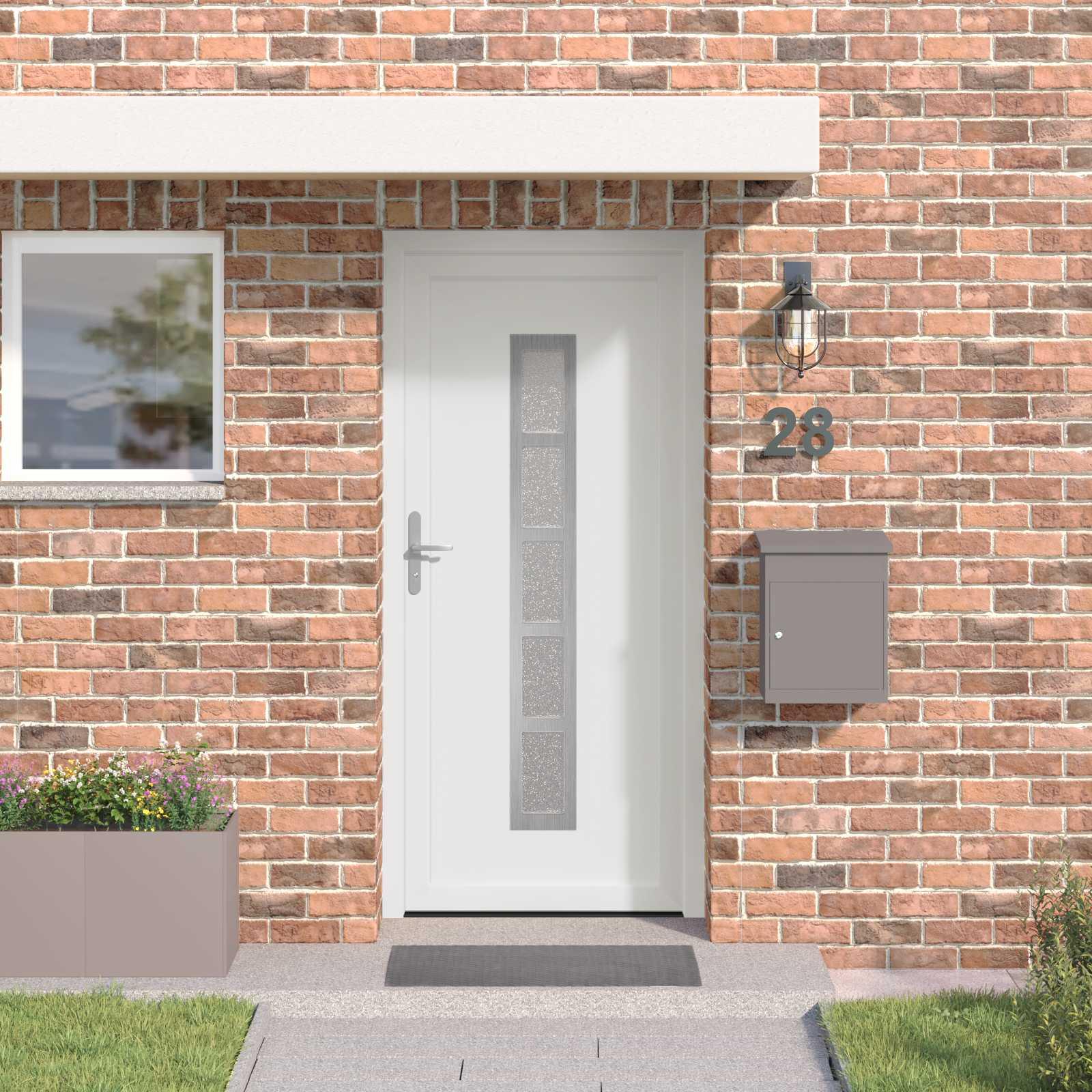 Hoveddør i hvid PVC - 98 × 200 cm med glasfelter