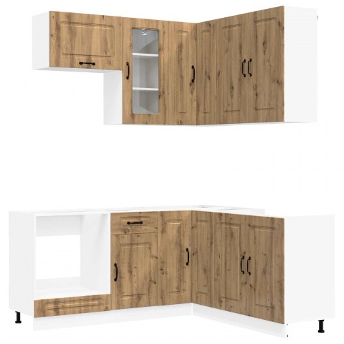 Køkkenenhed KALMAR - 8 dele i artisan-eg, konstrueret træ