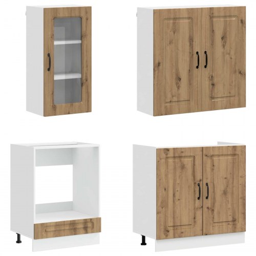 Køkkenenhed KALMAR - 8 dele i artisan-eg, konstrueret træ