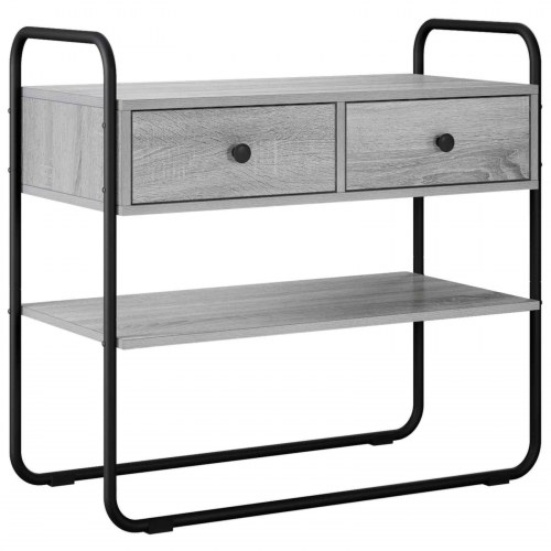 Konsolbord i grå sonoma - 80 × 40 × 75 cm, konstrueret træ med stålramme