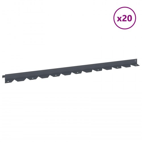 Plænekant i stål - 20 stk, 102 × 4 × 4 cm, antracit
