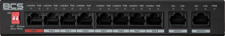 BCS L-SP0802G(2) - 8-port PoE switch med 2 uplink-porte