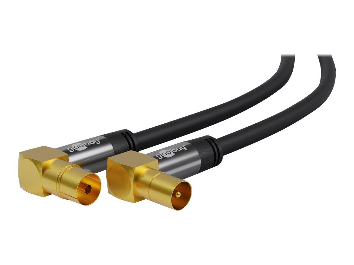 Goobay antennekabel 5 m - 135 dB, 4-lags afskærmning, vinklede IEC-stik - sort billede