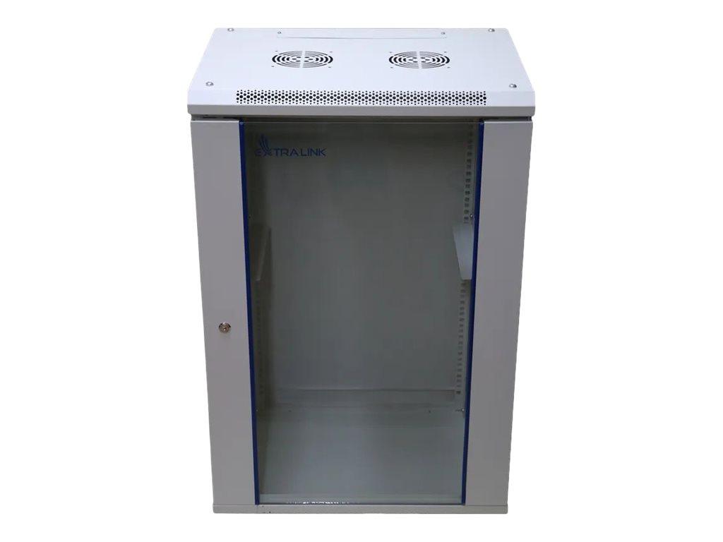 Extralink rackskab 19" 18U - vægmonteret 600×600 mm, grå