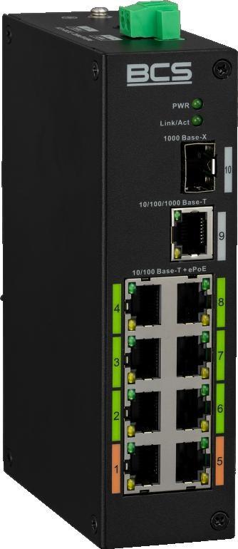 BCS L-SP08E01G-1SFP - industriel Gigabit switch med ePoE