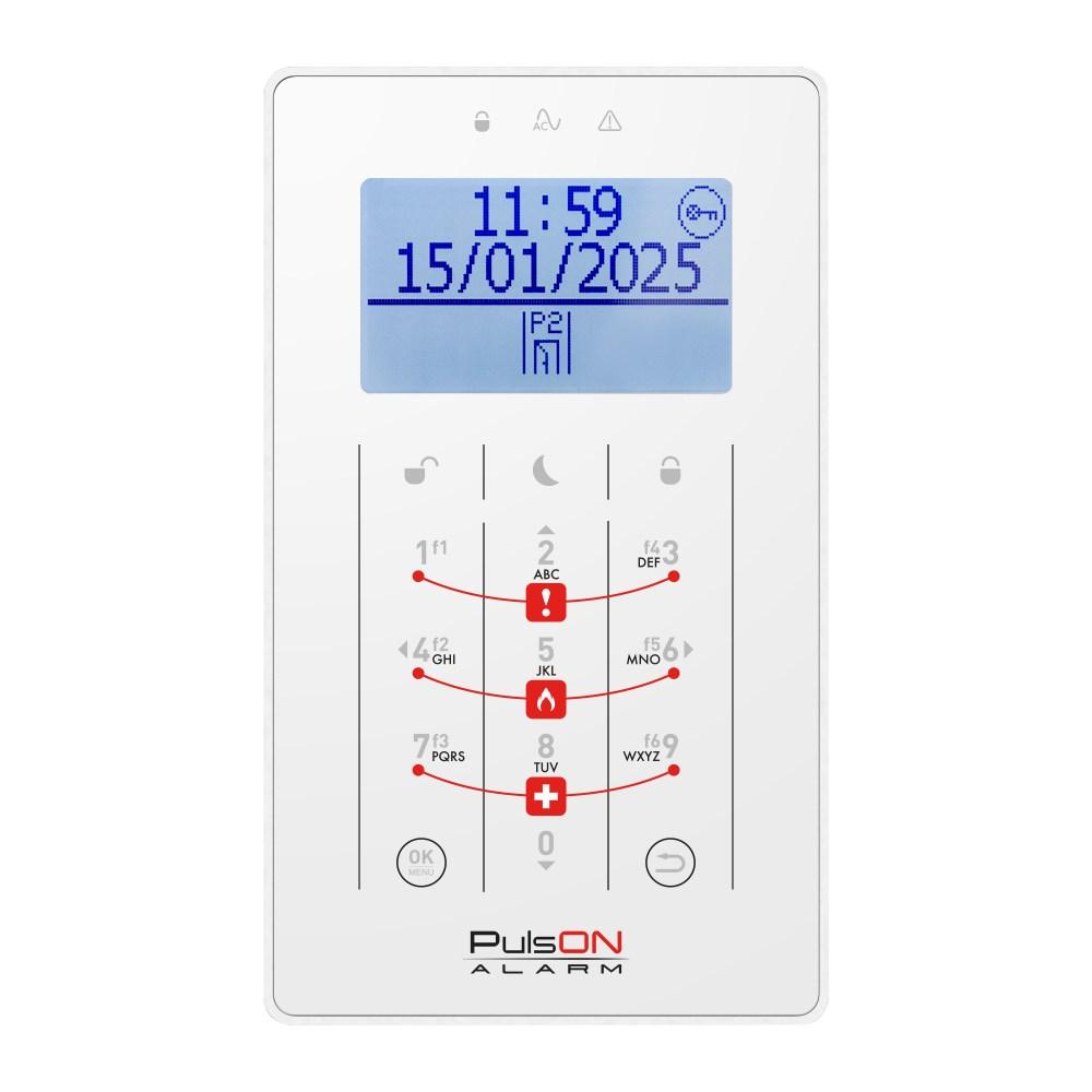 BCS PulsON LCD/S - hvid betjeningspanel til alarm