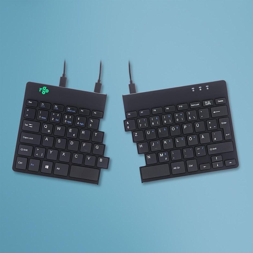 R-Go Split Break tastatur - DE-layout, kablet, sort billede
