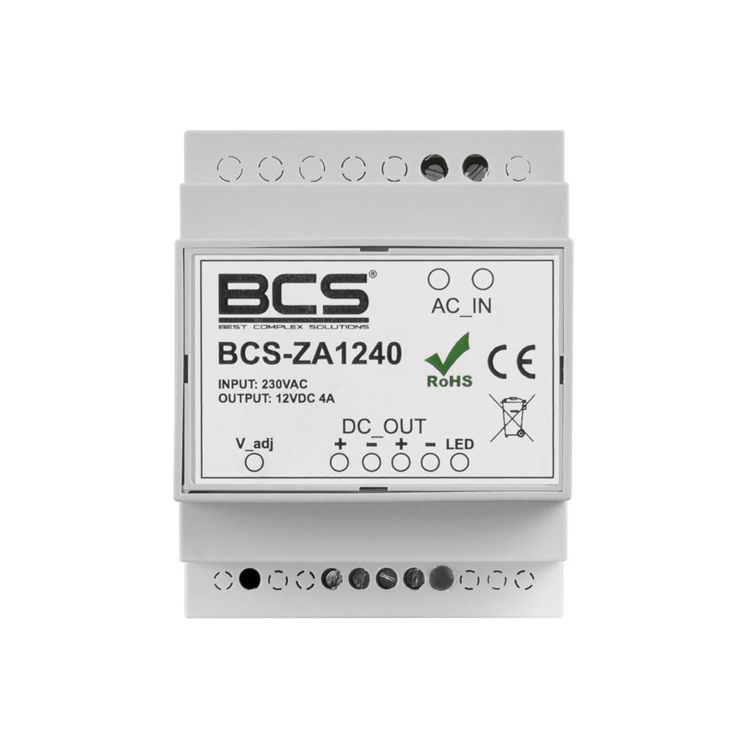 BCS BCS-ZA1240 strømforsyning - 12 V DC, 4 A, DIN-skinne