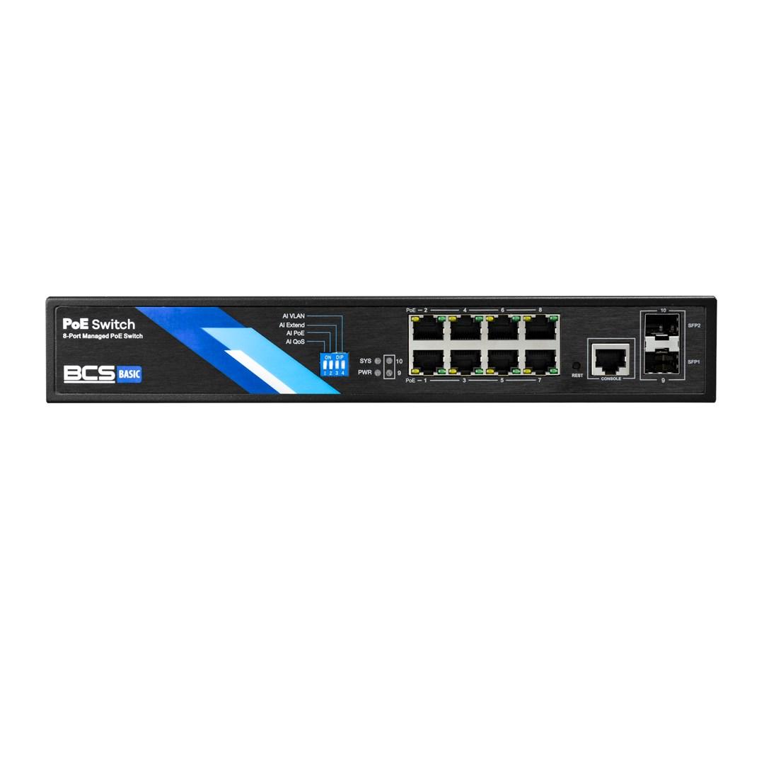 BCS B-SP08G-2SFP-M - 8‑port PoE switch med 2 SFP, administrerbar