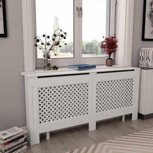 Radiatorskjuler i MDF - 172 × 19 × 81,5 cm, hvid (OUTLET A+)