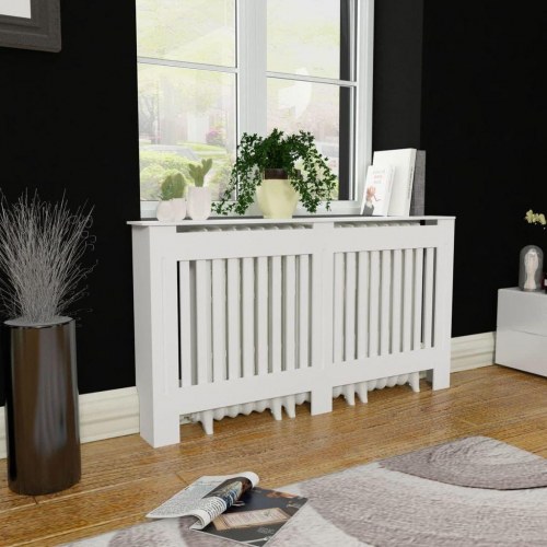 Radiatorskjuler i konstrueret træ - 152 cm, hvid (OUTLET A+)
