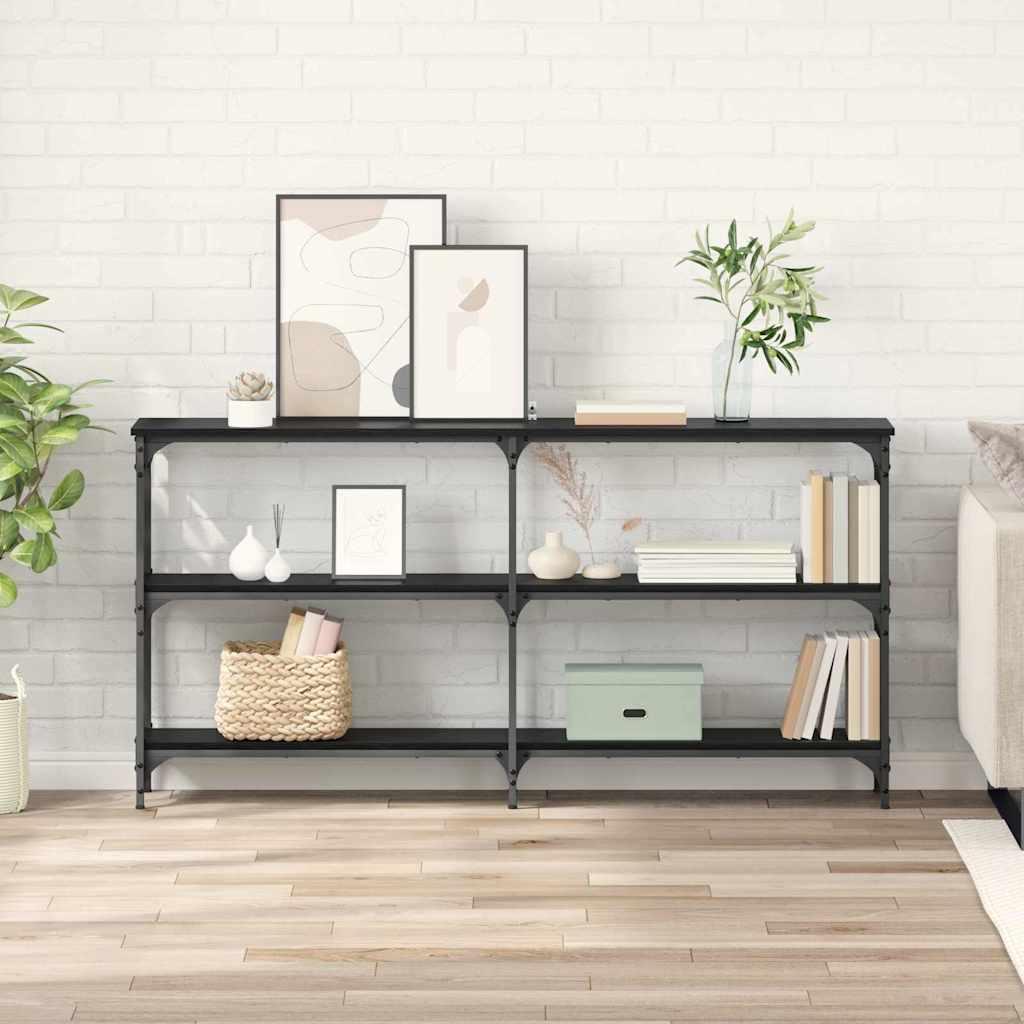 Konsolbord i sort eg 150 × 29 × 75 cm - konstrueret træ og metal