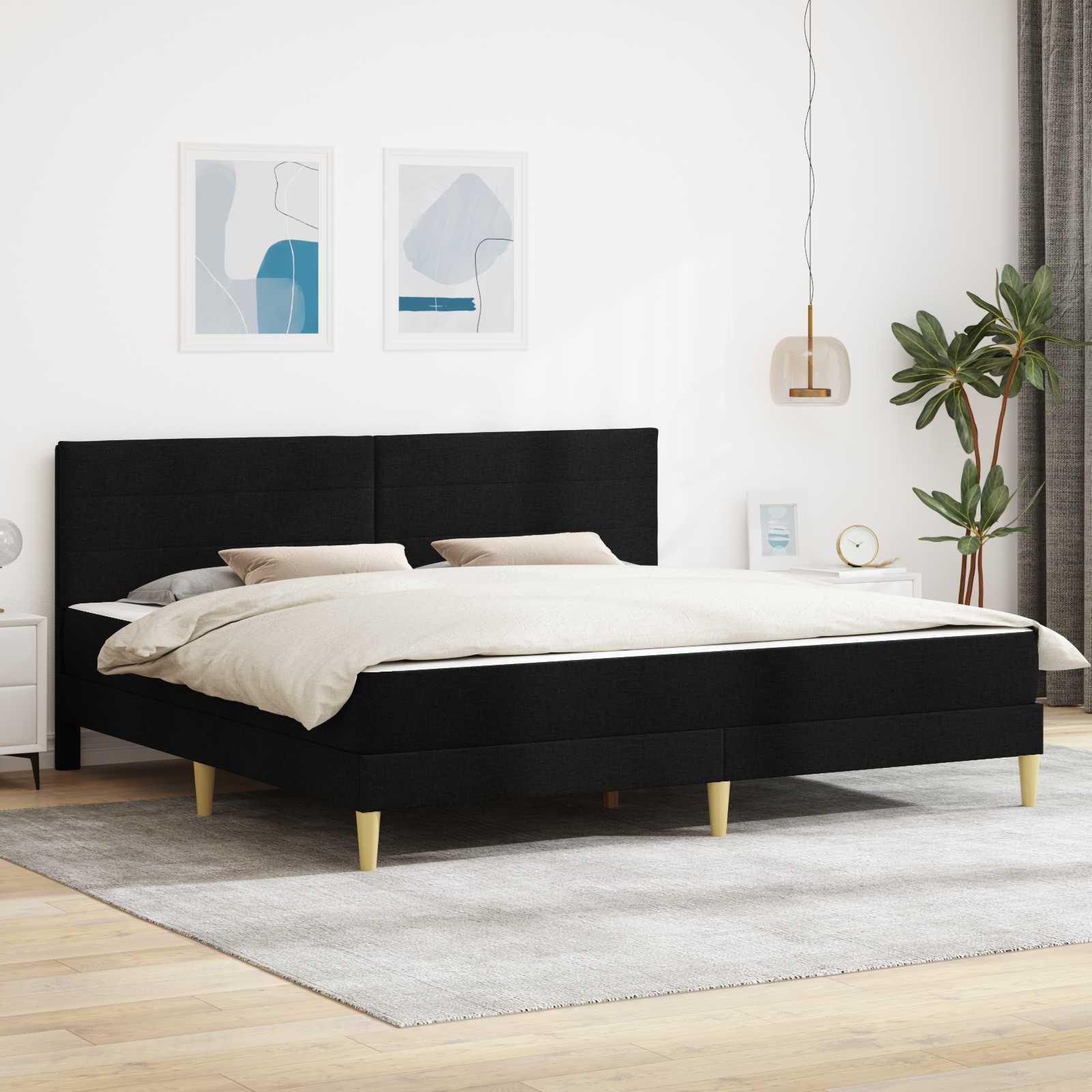 vidaXL Sengeramme med madras med hovedgærde Sort 180 x 200 cm Stof