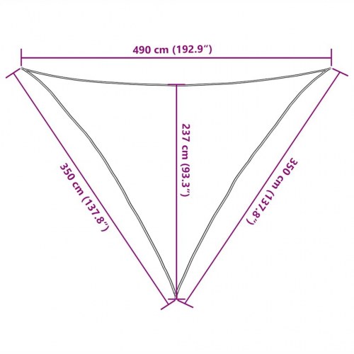 Solsejl trekant 3,5 x 3,5 x 4,9 m - gul HDPE 160 g/m²