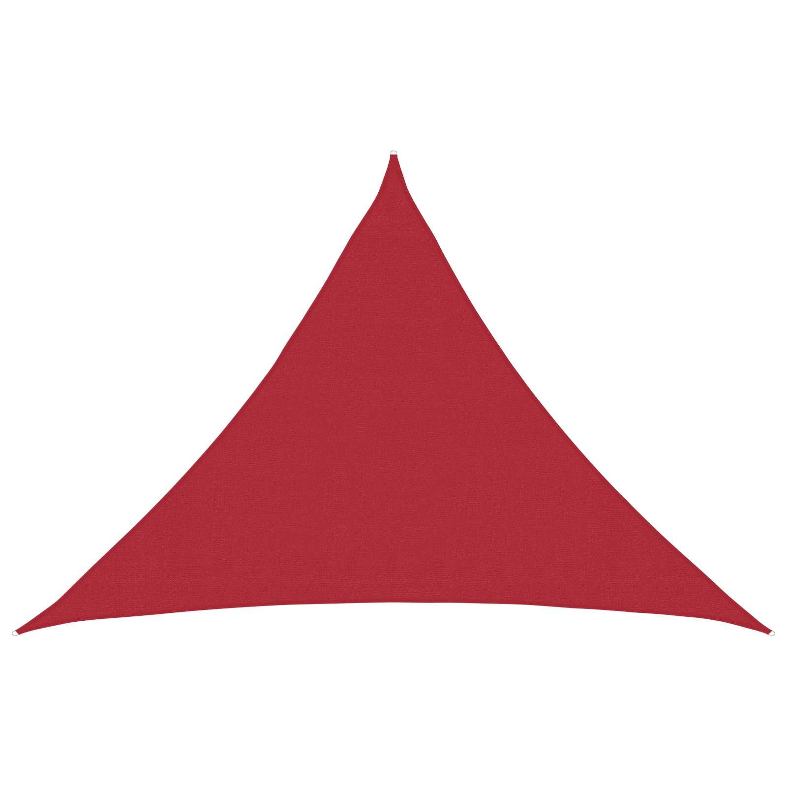 Solsejl trekant - rød 7 × 5 × 5 m i HDPE