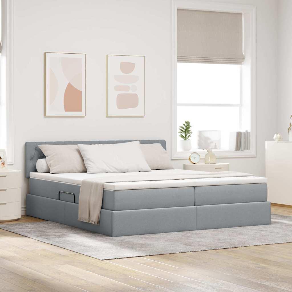 vidaXL Opbevaringsseng med madras Lysegrå 180 x 200 cm Faux læder
